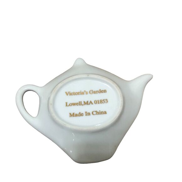 Victoria's Garden Black Floral Teapot Shaped Porcelain Tea Bag Holders - Picture 5 of 5
